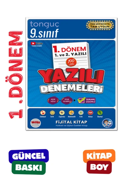 9. Sınıf Yazılı Denemeleri 1. Dönem 1 ve 2. Yazılı - Tonguç Yayınları ürün görseli 1
