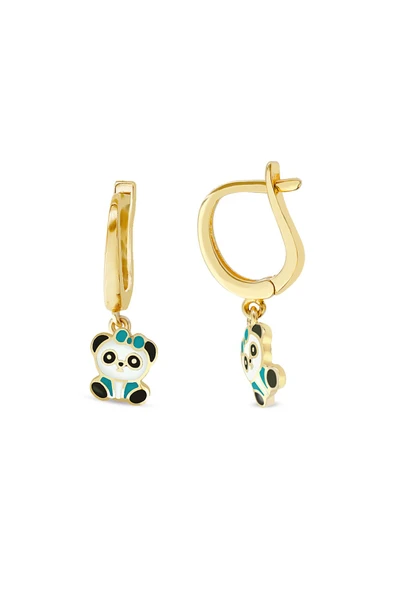 Panda Sallantılı Çocuk Altın Küpe ürün görseli 1