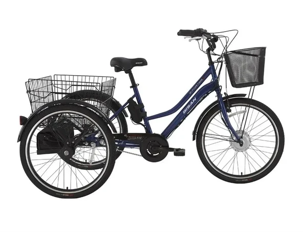 BİSAN e-PORTER ÜÇ TEKERLİ ELEKTRİKLİ BİSİKLET 44CM V 24 JANT 3 VİTES LACİVERT BEYAZ ürün görseli 1