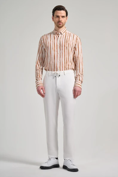 Krem Rengi Esnek Yandan Cepli Classic Slim Fit Jogger Pantolon 1003240169 ürün görseli 1