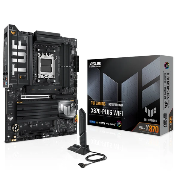 ASUS TUF GAMING X870-PLUS WIFI, 4xDDR5, 4xM.2, HDMI, DP, Type-C, Wi-Fi 7, Bluetooth v5.4, AMD Ryzen 9000-8000 ve 7000 Serisi, AM5 Soket Anakart ürün görseli 1