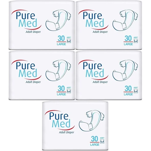 Puremed Yetişkin Bezi Bel Bantlı Tekstil Yüzey L - Büyük - Large 150 Adet (5PK*30) ürün görseli 1