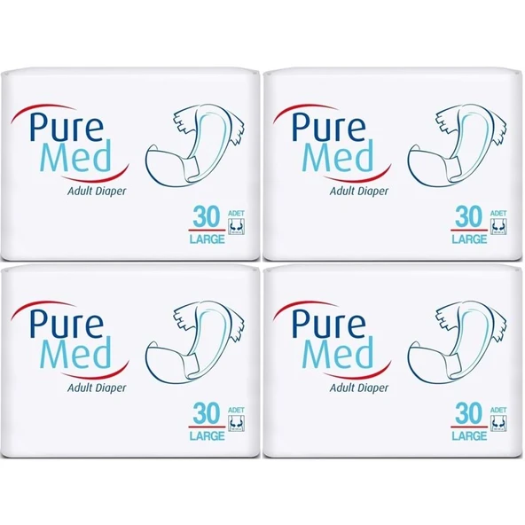 Puremed Yetişkin Bezi Bel Bantlı Tekstil Yüzey L - Büyük - Large 120 Adet (4PK*30) ürün görseli 1