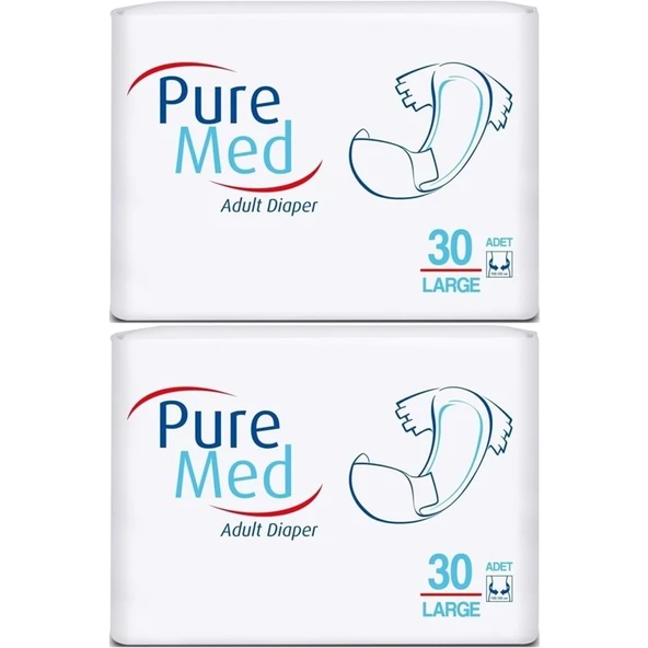 Puremed Yetişkin Bezi Bel Bantlı Tekstil Yüzey L - Büyük - Large 60 Adet (2PK*30) ürün görseli 1