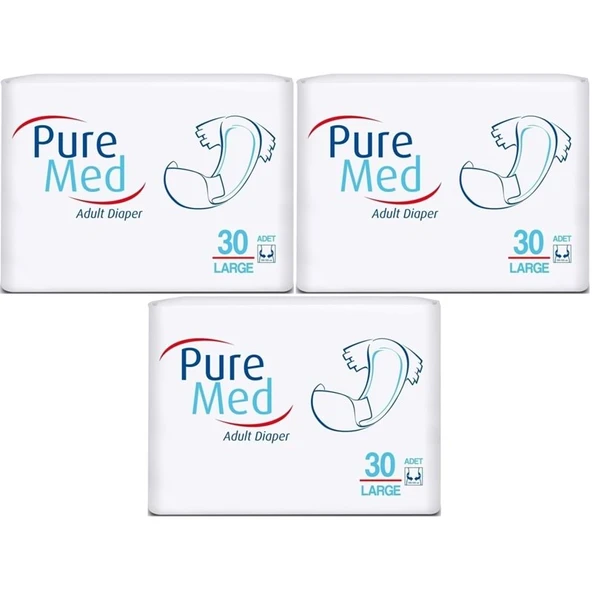 Puremed Yetişkin Bezi Bel Bantlı Tekstil Yüzey L - Büyük - Large 90 Adet (3PK*30) ürün görseli 1