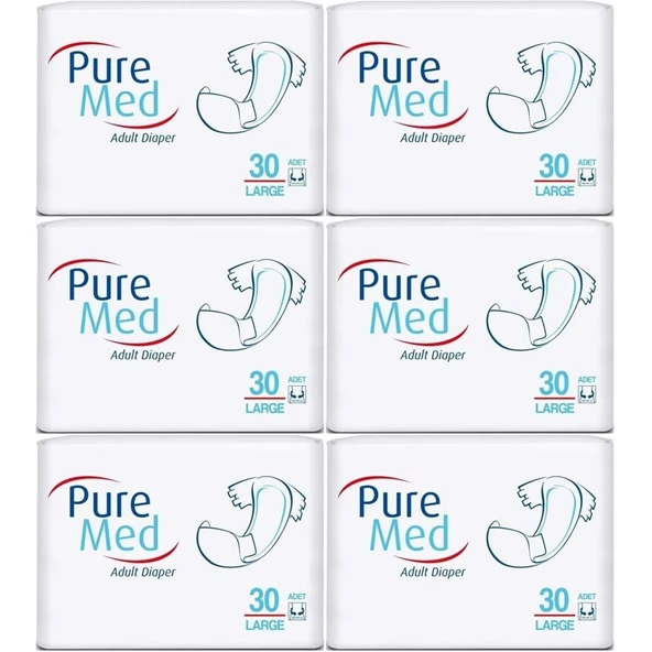 Puremed Yetişkin Bezi Bel Bantlı Tekstil Yüzey L - Büyük - Large 180 Adet (6PK*30) ürün görseli 1