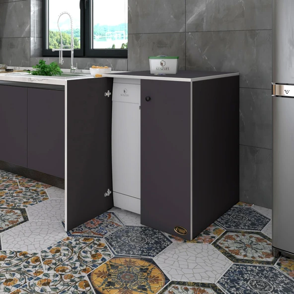 Kenzlife bulaşık&çamaşır&kurutma makinesi dolabı kapaklı nurten gri 90*70*60 banyo ofis ürün görseli 1