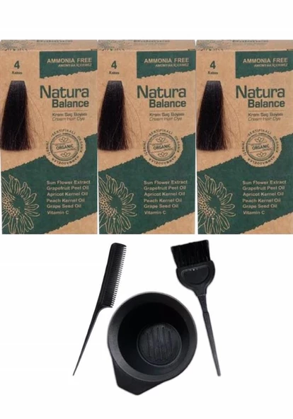 NATURA BALANCE SAÇ BOYASI 4 KAHVE 3 ADET+SAÇ BOYAMA SETİ ürün görseli 1