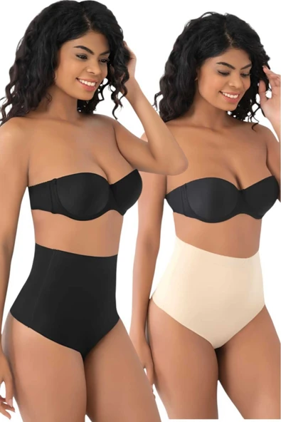 Kadın Lazer Kesim İnceltici ve Toparlayıcı String Korse 2'li Set ürün görseli 1
