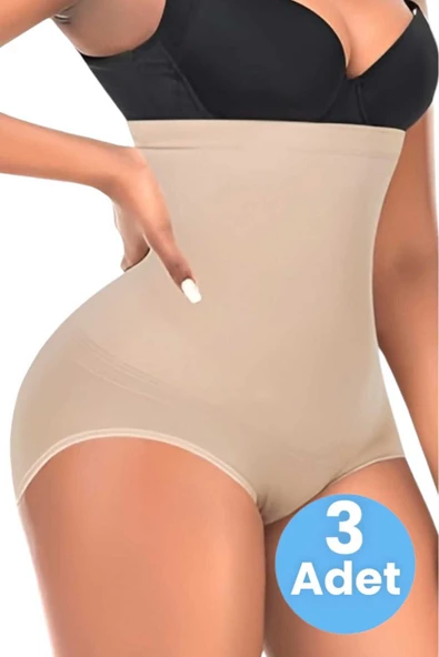 Kadın Toparlayıcı Dikişsiz Yüksek Bel Slip Korse 3'lü Set ürün görseli 1