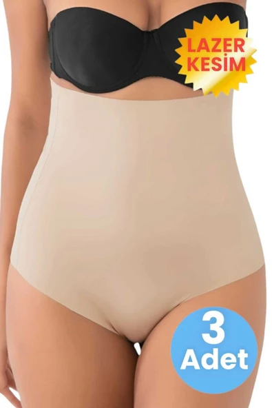 Kadın Lazer Kesim İnceltici ve Toparlayıcı Yüksel Bel String Korse 3'lü Set ürün görseli 1