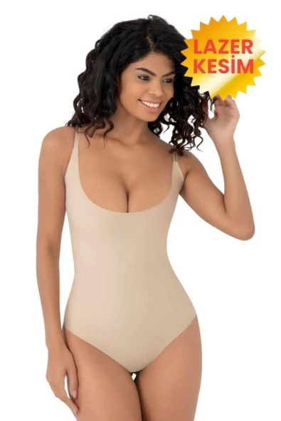 Kadın Lazer Kesim İz Yapmaz Göğüs Destekli Askılı Toparlayıcı Body Slip Korse ürün görseli 1