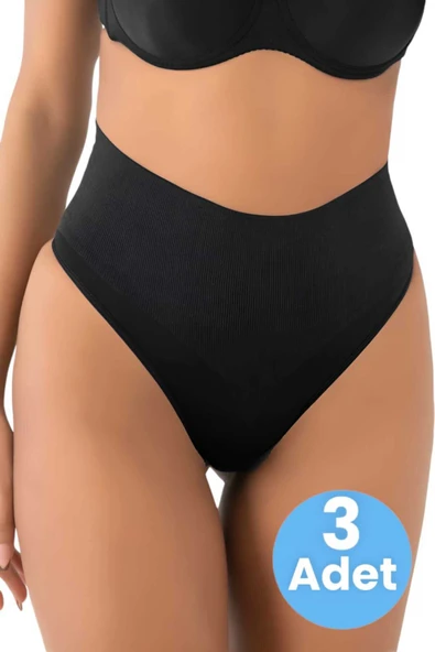Kadın Dikişsiz Alt Karın Toparlayıcı String Külot Korse 3'lü Set ürün görseli 1