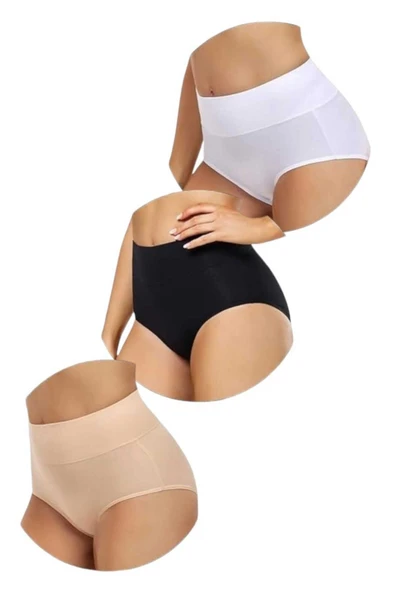 Kadın Dikişsiz Karın Toparlayıcı Slip Külot Korse 3'lü Set ürün görseli 1
