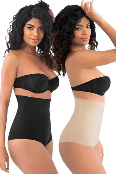 Kadın Lazer Kesim  İnceltici ve Toparlayıcı Yüksek Bel Slip Korse 2'li Set ürün görseli 1