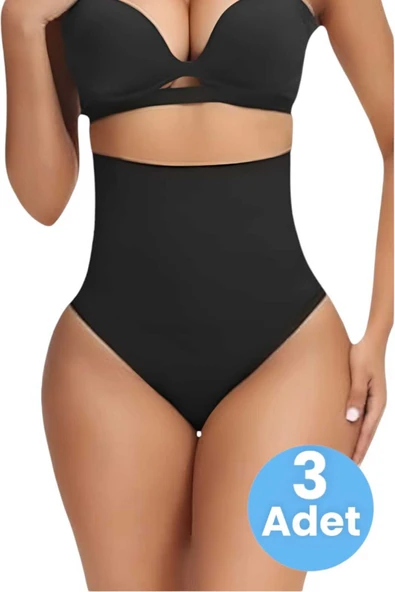 Kadın Dikişsiz Yüksek Bel Karın Toparlayıcı  String Korse 3'lü Set ürün görseli 1
