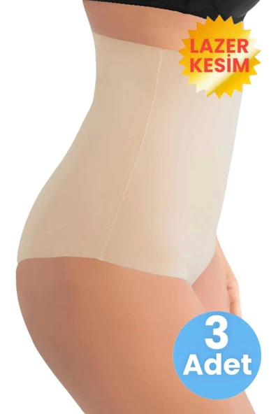 Kadın Lazer Kesim  İnceltici ve Toparlayıcı Yüksek Bel Slip Korse 3'lü Set ürün görseli 1