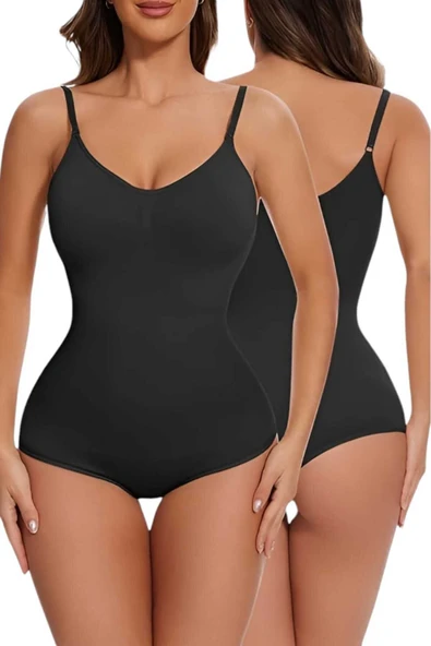 Kadın Dikişsiz Toparlayıcı ve İnceltici Çıtçıtlı İp Askılı Slip Body  Korse ürün görseli 1