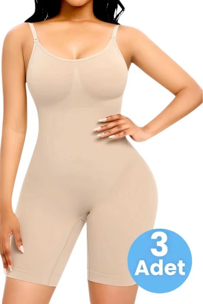 Kadın Dikişsiz İnce Askılı Toparlayıcı Tam Boy Korse 3'lü Set ürün görseli 1