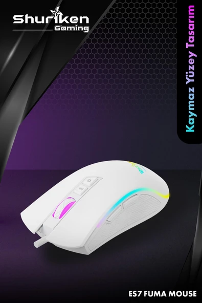 Shuriken ES7 FUMA RGB Gaming Makrolu Oyuncu Mouse - 4800DPI ürün görseli 1