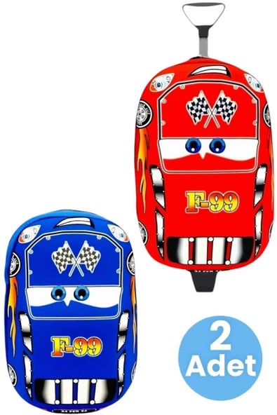 Cars F99 Yarış Arabası Çekçekli ve Sırt Çantası 2'li Takım 3d Eva Baskılı Sırt ve Okul Çantası ürün görseli 1