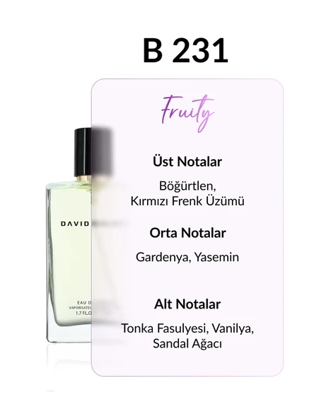 David Walker B231 Sensitive 50 ml Kadın Parfüm | Fruity - Resim 2