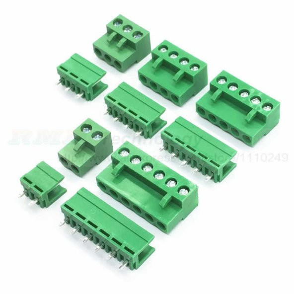 5 Pin 5.08mm 180° Geçmeli Yeşil Klemens Takım ürün görseli 1