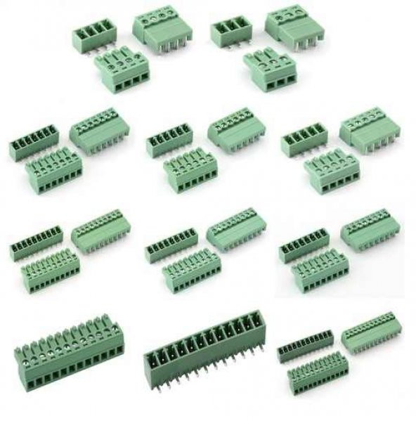 6 Pin 3.81mm 180° Erkek Geçmeli Yeşil Klemens ürün görseli 1