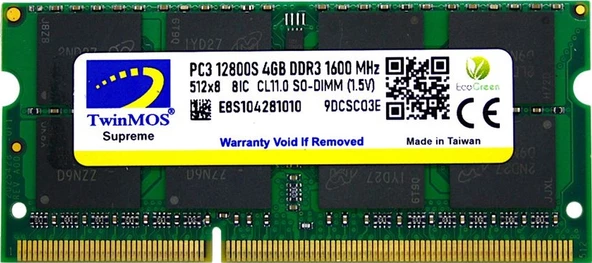 TWINMOS4 GB DDR3 1600MHZ 1.5 NB MDD34GB1600N ürün görseli 1