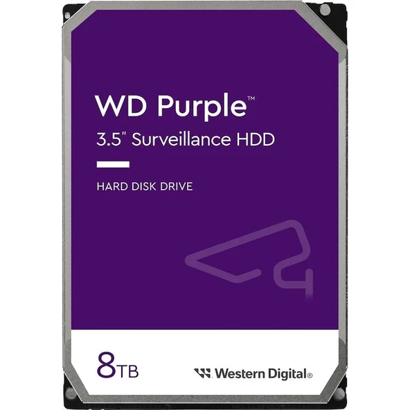 8 TB WD 3.5 PURPLE SATA3 5640RPM 256MB 7/24 GUVENLIK WD85PURZ (3 YIL RESMI DIST GARANTILI) ürün görseli 1