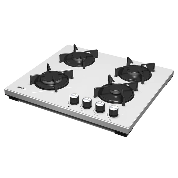 Simfer 3052 4G Beyaz Set Üstü Emaye Izgara Cam Ocak ürün görseli 1