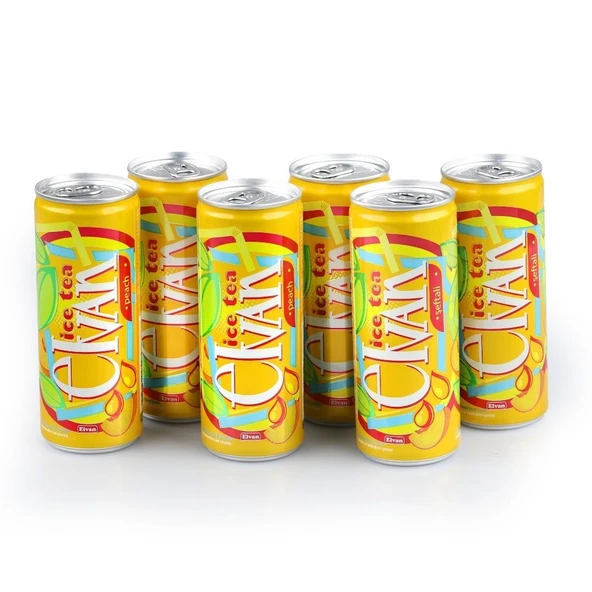 Elvan Ice Tea Teneke Kutu Şeftali Aromalı Soğuk Çay 6lı Paket 250 Ml ürün görseli 1