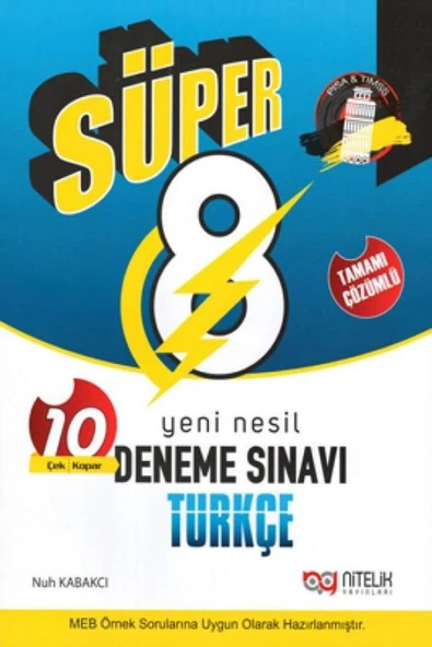 Nitelik Yayınları 8. Sınıf Türkçe Süper 10'lu Deneme Sınavı ürün görseli 1