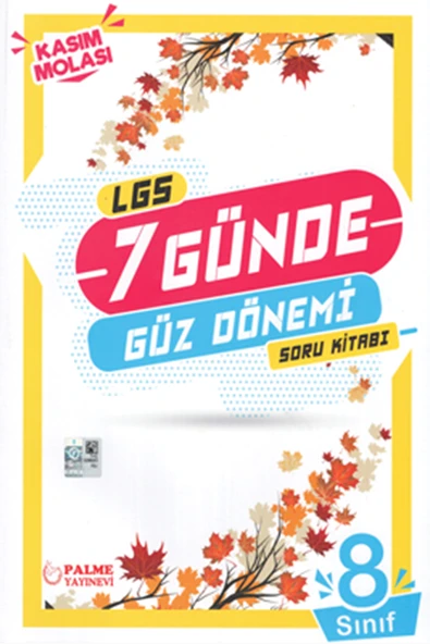PALME 8.SINIF LGS 7 GÜNDE GÜZ DÖNEMİ SORU KİTABI KASIM MOLASI ürün görseli 1