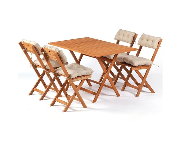4+1 Minderli Balkon Bahçe Mutfak Bistro Set Katlanır Masa-sandalye 120x70 ürün görseli 1
