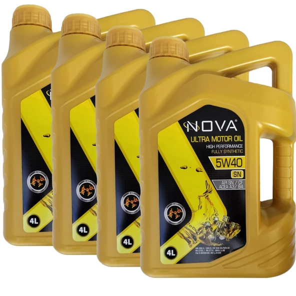 Nova 5W-40 Tam Sentetik Motor Yağı 4 x 4 Litre - Api: Sn Acea: A3/B4 ürün görseli 1