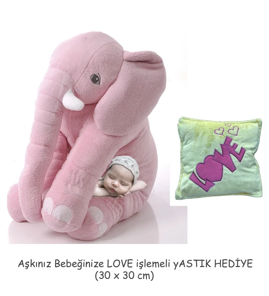 YASTIK HEDİYELİ-Uyku Arkadaşım Peluş Fil - Büyük Yumuşacık(85 cm)- Sevgiliye HEDİYE ürün görseli 1