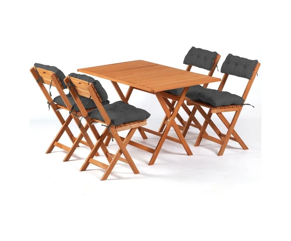 4+1 Minderli Balkon Bahçe Mutfak Bistro Set Katlanır Masa-sandalye 120x70-ANTRASİT ürün görseli 1