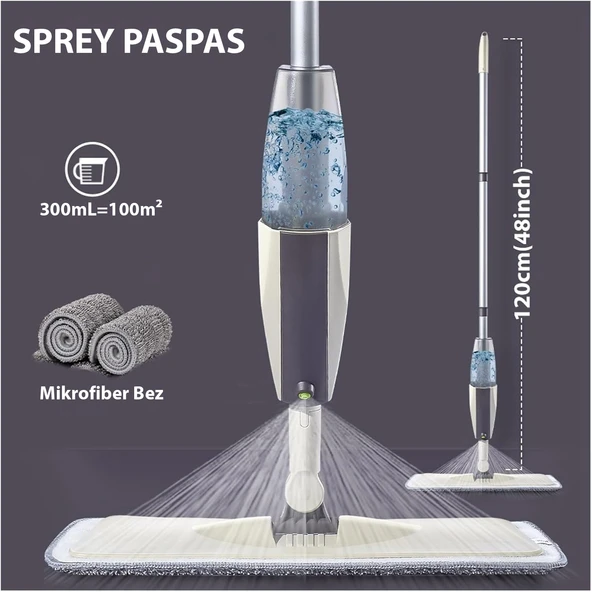 HyMark Sprey Mop Su Deterjan Hazneli 360 Derece Dönen Mikrofiber Bez Temizlik Seti ürün görseli 1