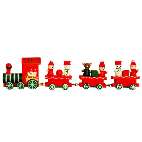 Yılbaşı Dekor Ahşap Süslü Tren - Resim 2
