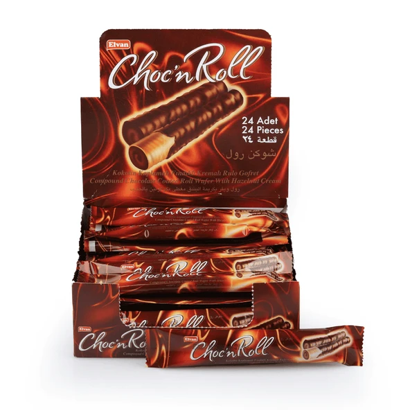 Choc N Roll Kakao Kaplamalı Fındık Kremalı Roll Gofret 16 Gr. 24 Adet (1 Kutu) ürün görseli 1