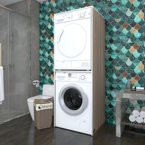 Kenzlife çamaşır-kurutma makinesi dolabı evgeniya crd 180*70*60 banyo çift katlı kapaksız arkalıksız ürün görseli 1