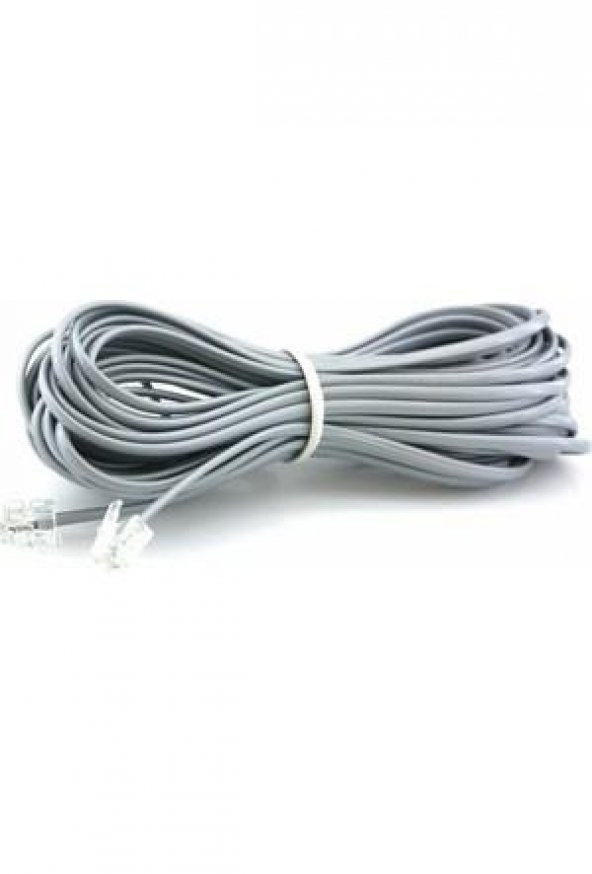 PrimeX PX-KKT10 2CX0.10mmx7 10 Metre ADSL RJ11 Telefon Kablosu Gri ürün görseli 1