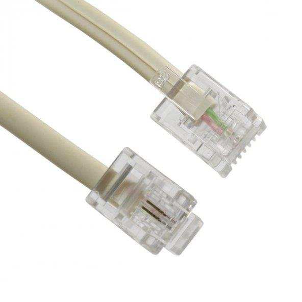 PrimeX PX-KKT15 2CX0.10mmx7 1.5 Metre ADSL RJ11 Telefon Kablosu Krem ürün görseli 1