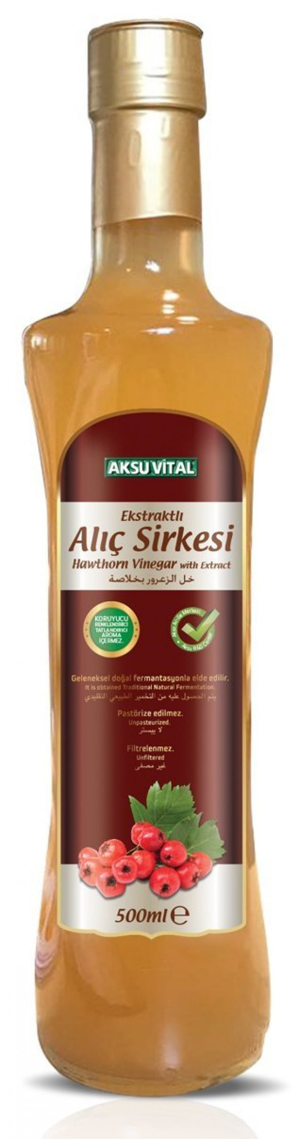 Aksuvital Ekstratlı Alıç Sirkesi 500 ml ürün görseli 1