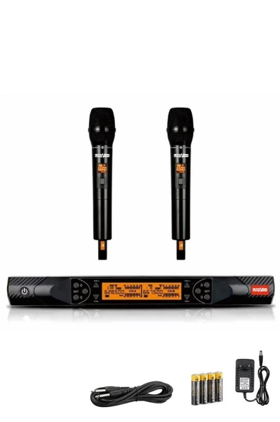Lastvoice LV-402EE Telsiz Kablosuz Mikrofon Seti UHF Çift EL 2x100 Frekans ürün görseli 1