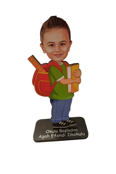 Özcan Tasarım Kişiye Özel Ahşap Biblo - Erkek Çocuk Karikatür Biblo - Mezuniyet Biblosu ( 10 Adet ) ürün görseli 1