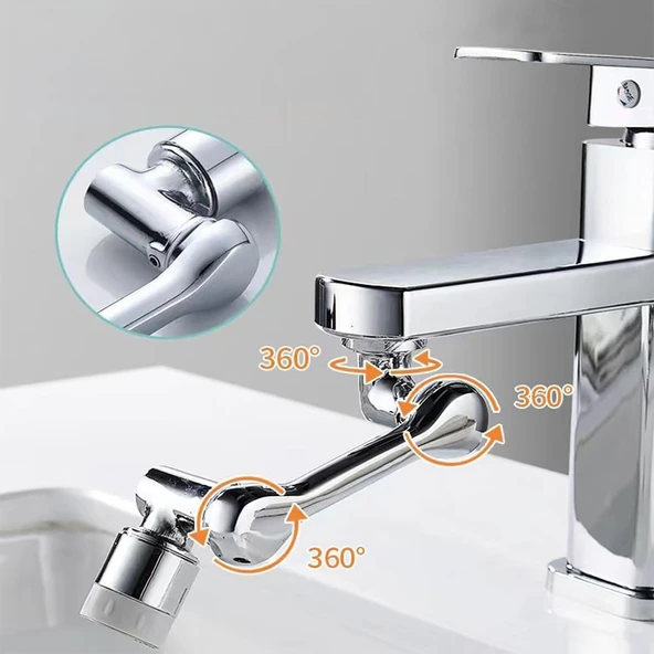 HyMark 1080 Derece Dönebilen Evrensel 2 Modlu Robotik Kol Mutfak Banyo Musluk Başlığı ürün görseli 1