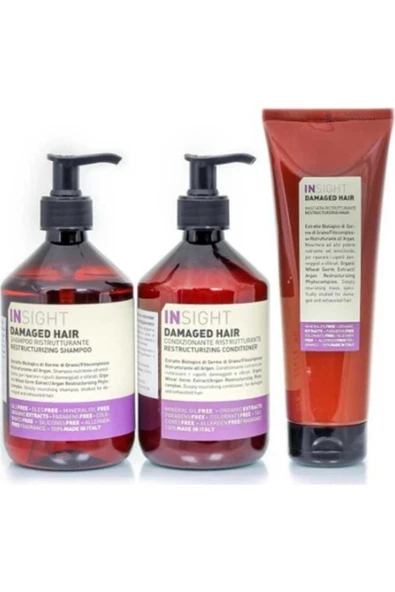 INSİGHT Damaged Hair Şampuan 400ml+krem 400ml+maske 250ml ürün görseli 1