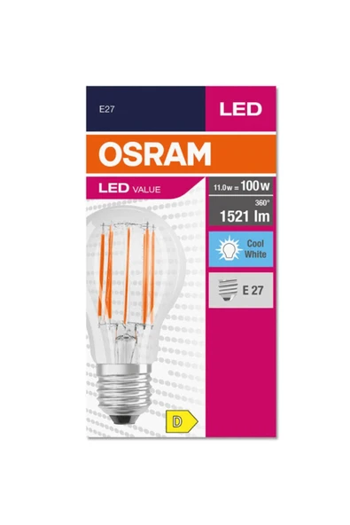 Osram Led Superstar  Flament 11W 4000K 1521lm E27 Duy Kırık Beyaz Işık ürün görseli 1